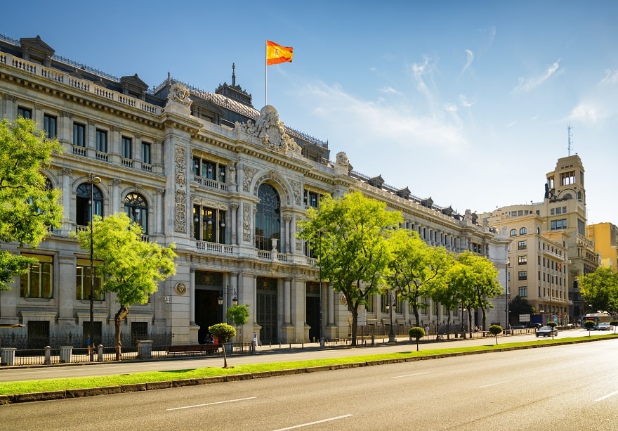Moving to Spain - The Bank of Spain (Banco de Espana) on Calle de Alcala in Madrid