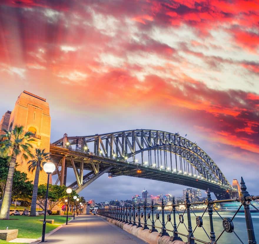 Moving to Australia - Sydney Harbour Bridge with a beautiful sunset